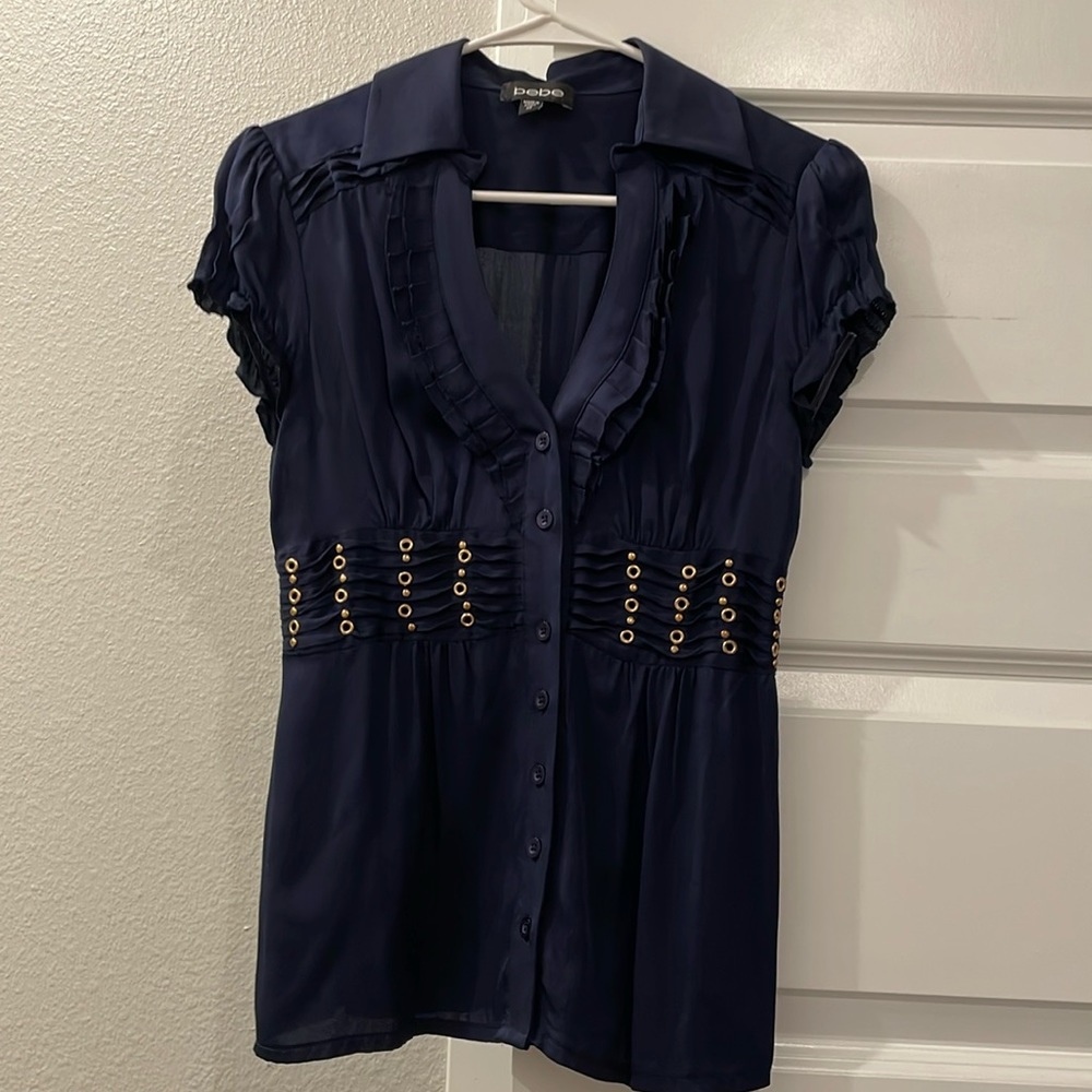 EUC BEBE silk ruffled blouse